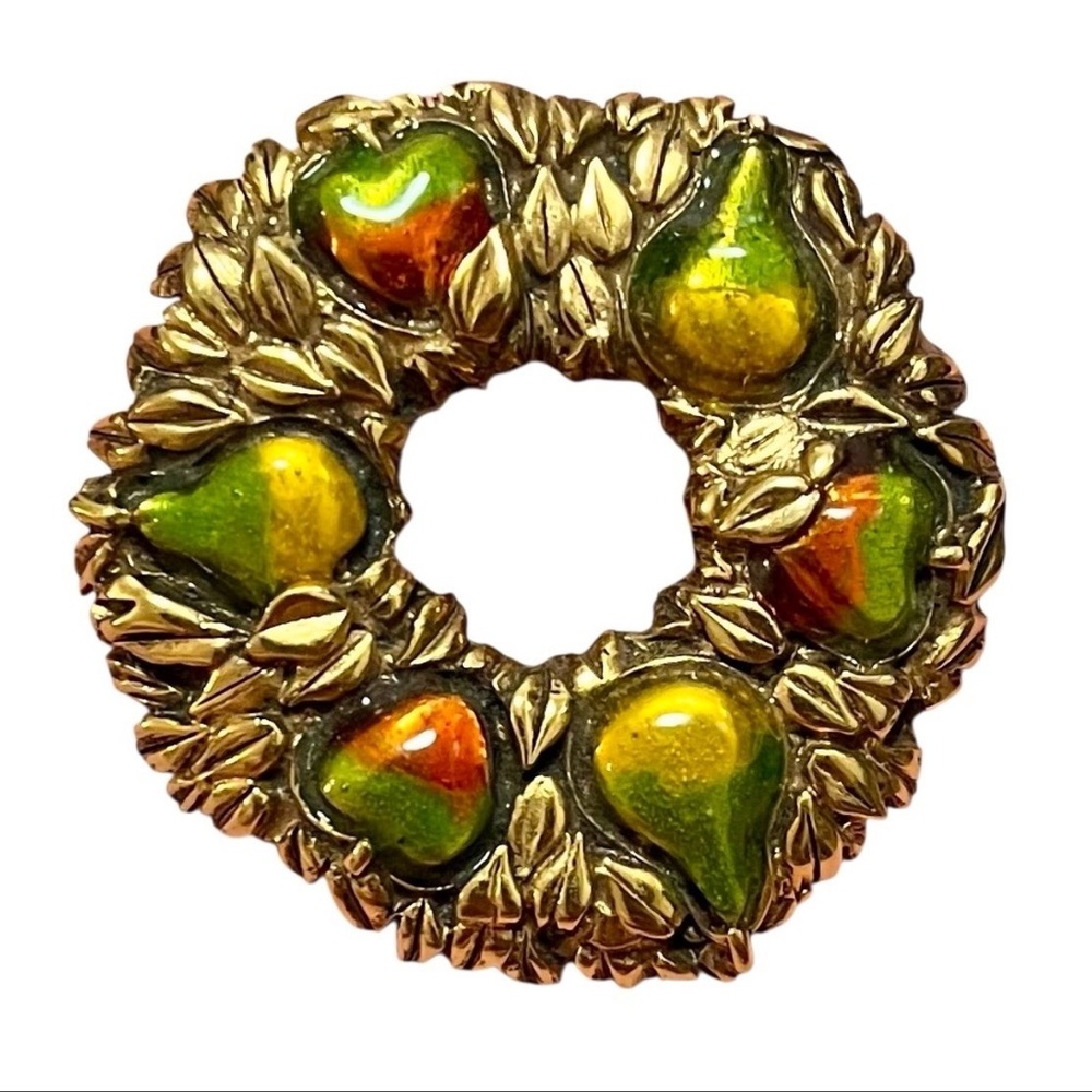 Vintage Danecraft Fruit Wreath Brooch